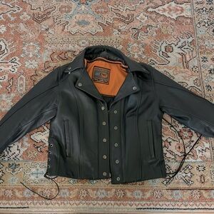 Women’s leather motorcycle jacket